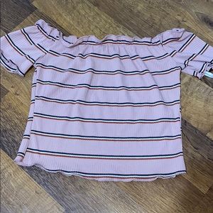 Off the shoulder striped crop top